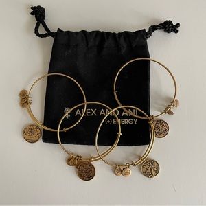 Alex & Ani Set of 4 Gold-tone Bracelets (Nana, Sister, Mom, Just Because)